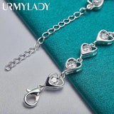 925 Silver Heart AAAAA Zircon Bracelet Women Party Christmas Gift