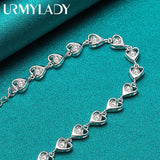 925 Silver Heart AAAAA Zircon Bracelet Women Party Christmas Gift
