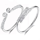 S999 Silver Couple Bracelet with Tight Band Mantra and Cudgel
