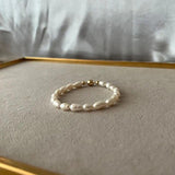 Retro Natural Rice Pearl Bracelet 5-6mm 14-21cm Magnet Buckle