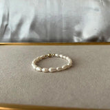 Retro Natural Rice Pearl Bracelet 5-6mm 14-21cm Magnet Buckle
