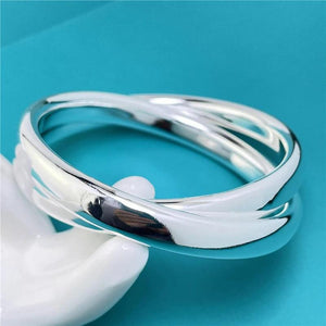 Creative 925 Silver Jewelry Big Bangles Double Ring Unisex Style