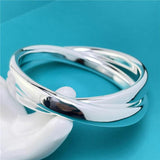 Creative 925 Silver Jewelry Big Bangles Double Ring Unisex Style