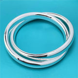 Creative 925 Silver Jewelry Big Bangles Double Ring Unisex Style