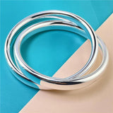 Creative 925 Silver Jewelry Big Bangles Double Ring Unisex Style