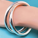 Creative 925 Silver Jewelry Big Bangles Double Ring Unisex Style