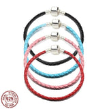 925 Silver Woven Leather Rope for Charm Beads DIY