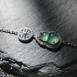 Natural Chalcedony Gourd Bracelet Chinese Retro Lady Silver Jewelry