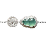 Natural Chalcedony Gourd Bracelet Chinese Retro Lady Silver Jewelry