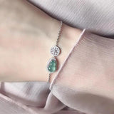 Natural Chalcedony Gourd Bracelet Chinese Retro Lady Silver Jewelry