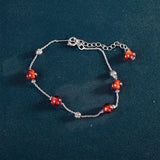Round Garnet Bracelet For Women Sterling S925 Bracelet Lady Wedding Gift