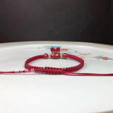 Cinnabar Rabbit Bracelet Natural Charm Amulet Hand Knotting DIY W