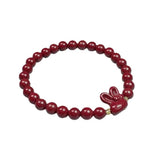 Cinnabar Rabbit Bracelet Natural Charm Amulet Hand Knotting DIY W