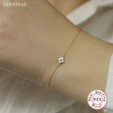 925 Silver Mini Four Zircon Flower Bracelet Party Jewelry