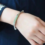 925 Sterling Silver Bamboo Hetian Jade Bracelet for Mom & Girlfriend