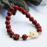 Cinnabar Purple Sand Rabbit Bracelet Amulet Jewelry Gift