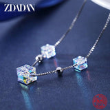 925 Silver Square Crystal Bracelet Women Wedding Jewelry