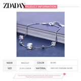 925 Silver Square Crystal Bracelet Women Wedding Jewelry