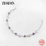 925 Silver Heart Amethyst Bracelet Chain Wedding Jewelry
