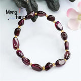 Natural Garnet Bracelet Charms Retro Personalized Fine Jewelry Men Women Bangle