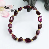 Natural Garnet Bracelet Charms Retro Personalized Fine Jewelry Men Women Bangle