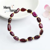 Natural Garnet Bracelet Charms Retro Personalized Fine Jewelry Men Women Bangle