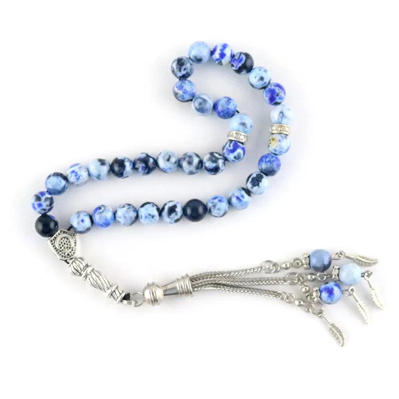 8mm Agate 33 Islamic Rosary Muslim Tasbih Allah Bracelet