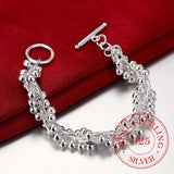 925 Silver Bracelet for Women Six Tassels Beads OL Special Gift