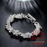 925 Silver Bracelet for Women Six Tassels Beads OL Special Gift