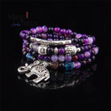 Natural Crystal Agate Buddha Head Elephant Bracelet S925 Silver Jewelry