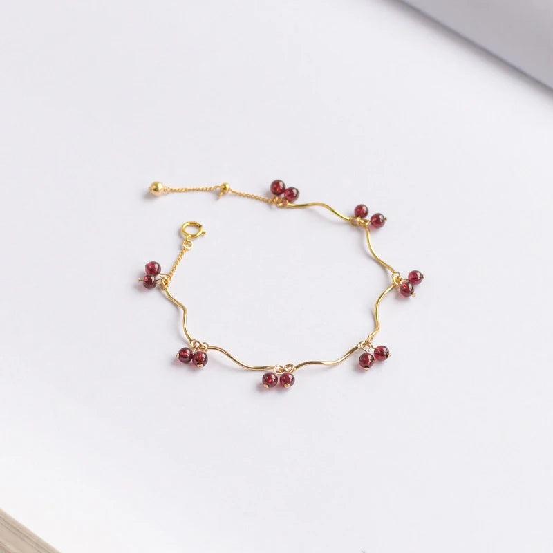 925 Silver Bracelet with Garnet Gemstone for Women