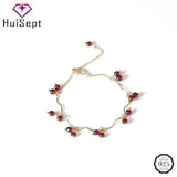 925 Silver Bracelet with Garnet Gemstone for Women