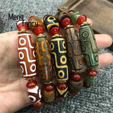 Agate Nine Eyed Dzi Bead Bracelet Natural Jade Jewelry Charms
