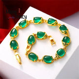 Emerald Chalcedony 24K Plated Bracelet Charms Jade Jewelry Women