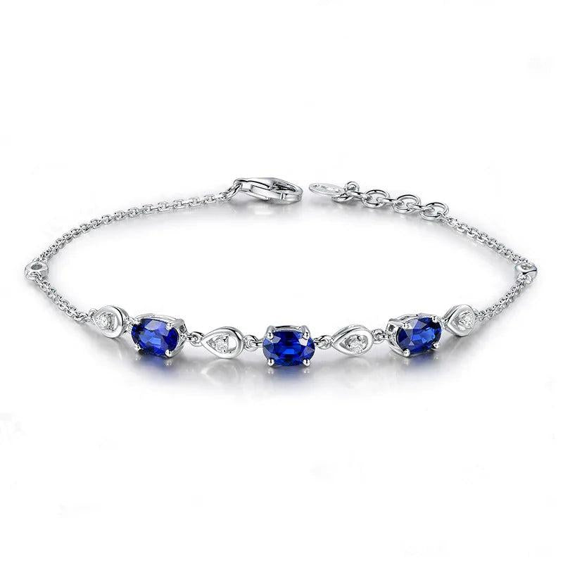 925 Silver Sapphire Zircon Charm Bracelet for Women