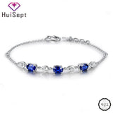 925 Silver Sapphire Zircon Charm Bracelet for Women