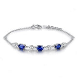 925 Silver Sapphire Zircon Charm Bracelet for Women