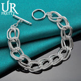 925 Sterling Silver Ring Chain Bracelet Matte Finish Wedding Engagement Gift