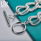 925 Sterling Silver Ring Chain Bracelet Matte Finish Wedding Engagement Gift