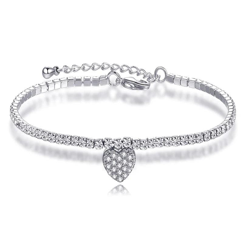 Heart Shape Zircon Gemstone Bracelet Silver 925 Jewelry for Women