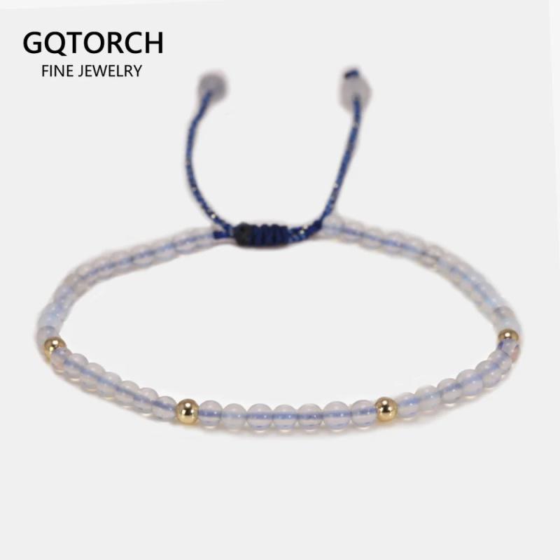Opal Stone Bracelets for Women 3mm Beads Adjustable Braided Bracelet Gift