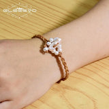 Natural Fresh Water Pearl Leather Bracelet Gift for Women Girl GB0167