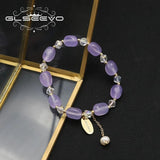 Purple Stone Natural Pearls Stretch Bracelet Retro Wedding Jewelry