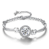 Women's Silver Zircon Bracelet - Elegant Charm Bangle
