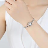 Women's Silver Zircon Bracelet - Elegant Charm Bangle