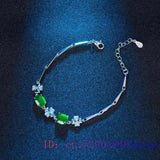 Chalcedony Jade Clover Bracelet 925 Silver Amulet Women's Jewelry