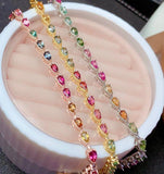 Colorful CZ Bracelet Silver Crystal Bangles for Women Wedding