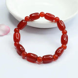 Vintage Red Natural Agate Beaded Bracelet for Women