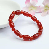 Vintage Red Natural Agate Beaded Bracelet for Women