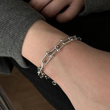 Sterling Silver Thick Chain Bracelet Vintage Hasp